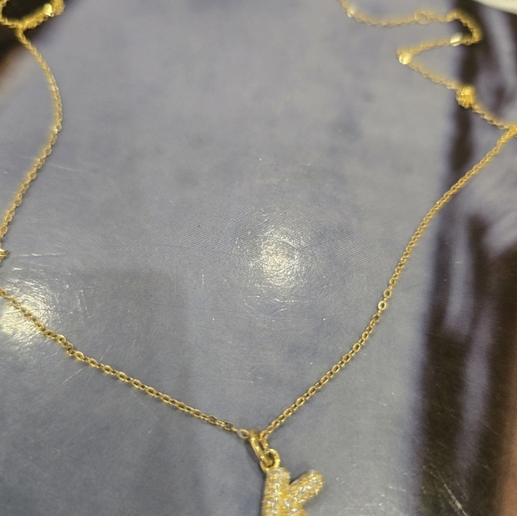 Rachel Zoe Gold Plated Sterling Silver Cubic Zirconia Necklace Letter "K" 16" +2 - Picture 3 of 4